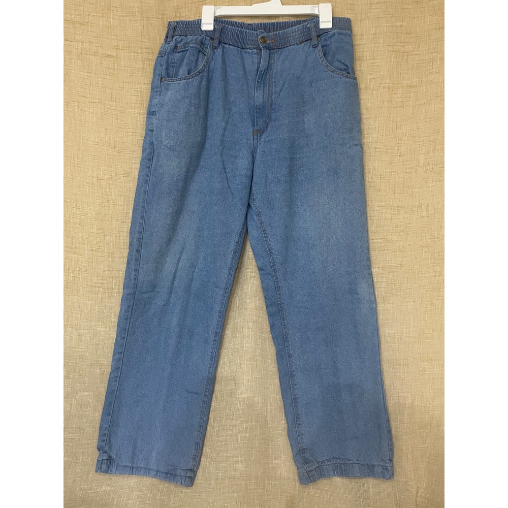 Vintage Habands Ice House Flannel Lined Jeans Mens 36/XL Blue Elastic Waist